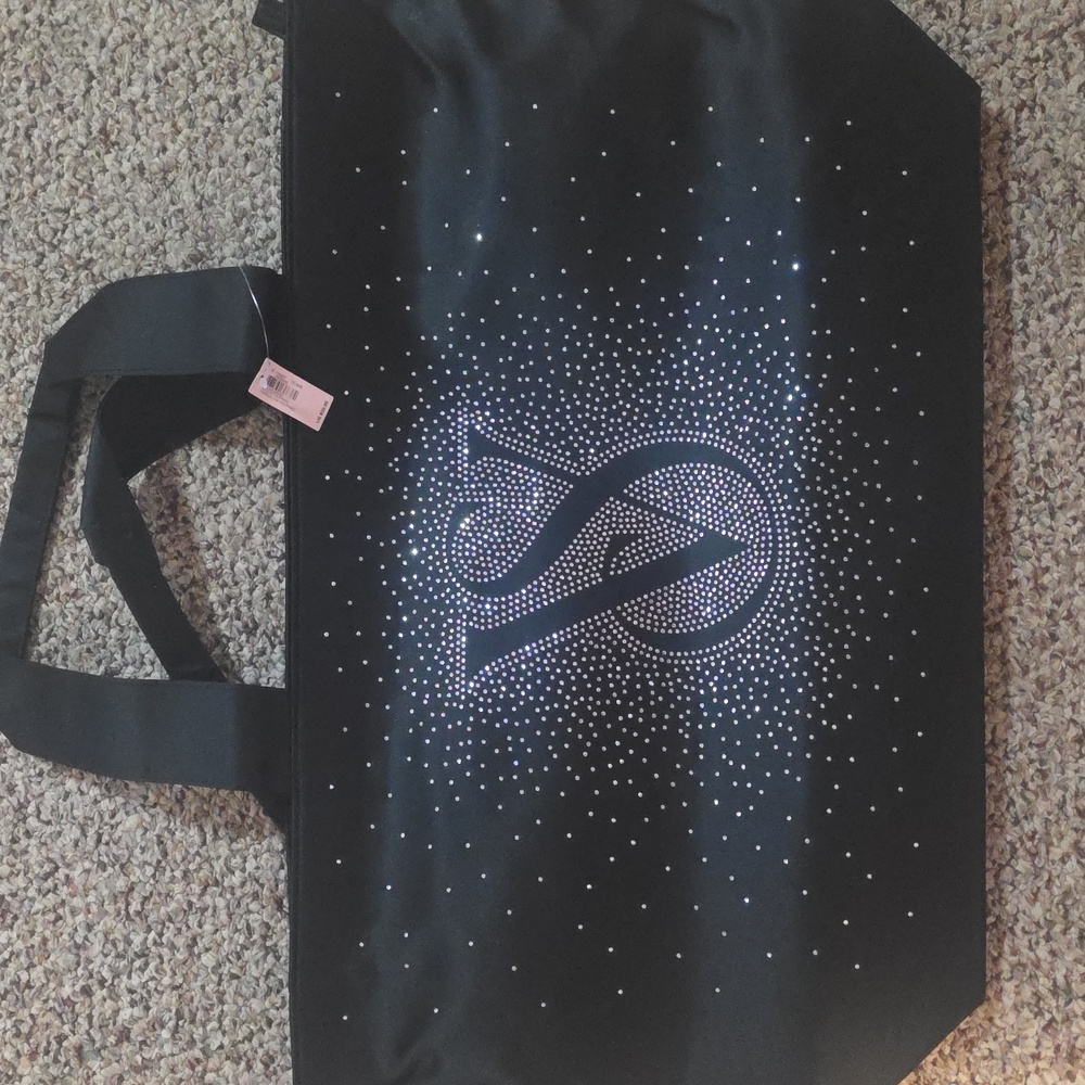 NWT Victoria's Secret Black Tote with Sparkling Logo